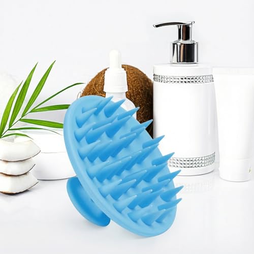 Meartchy Silicone Scalp Massager Shampoo Brush, Scalp Brush for Hair Growth & Dandruff Removal, Hair Scrubber Scalp Stimulator Exfoliator Brush with Soft Bristles for Wet Dry Scalp Care (Light Blue) - color: Light Blue
