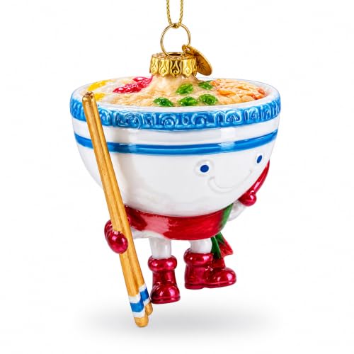Ramen Bowl with Chopsticks Glass Christmas Ornament