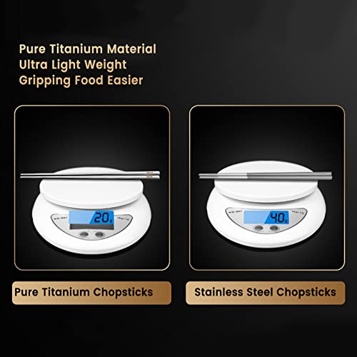 Pure Titanium Chopsticks 1 Pair with Carry Case, 9' Lightweight Reusable Travel Utensils, Non-Slip, Dishwasher Safe, Eco-Friendly, Portable, Grey, 2023 Gift - color: TKZ-Y