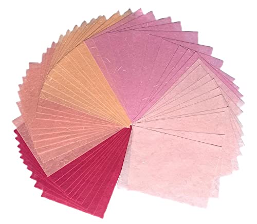 A4 Mulberry Paper 50 Sheets, Natural Fiber Mulberry Paper for Card Making, Watercolor, Calligraphy, Origami, Scrapbooking, Bookbinding & DIY Crafts (Wedding Tone, A4) - color: Wedding Tone, size: A4