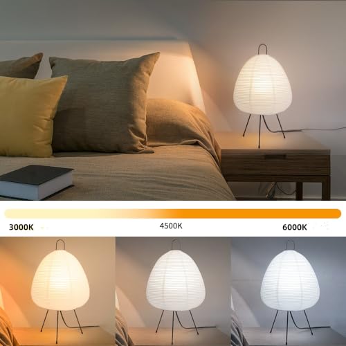 Japanese Rice Paper Lamp,Table Lamps for Living Room,Paper Lanterns,Noguchi Akari Japandi Lamp,Japanese Decor Desk Light,Tripod Table Lamps for Bedroom,Bedside or Tabletop,E26 Base,Button Control - style: Japanese Style