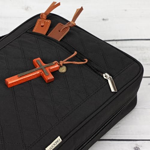 FINDCOZY Bible Cover for Women, Large Carrying Case for Regular Bible - color: Black, size: Large
