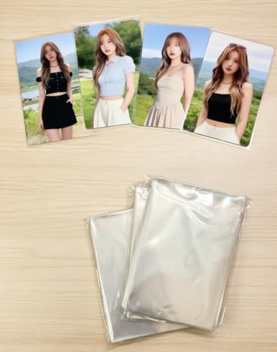 200 Count Clear Plastic Photo Card Protectors Sleeves, 2.6x3.5 Inches Transparent Acid-Free Waterproof Card Sleeves for Kpop Photocard, Polaroid, Instax Mini, Trading Card Collection (200)