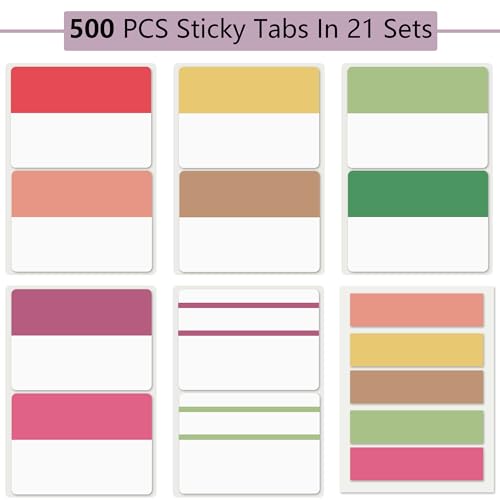 ELII 500 PCS Sticky Index Tabs 2 Inch Book Tabs Page Markers File Tabs - color: Flowers, size: 500