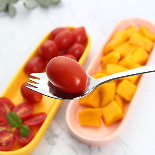 Sporks 4 Pack Stainless Steel Sporks 5.9 Inch Spork Spoon for Ice Cream Spoon Salad Forks, Fruit Appetizer Dessert, Silver - color: Silver