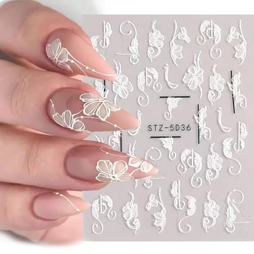 Flower Nail Stickers for Nail Art Plum Bossom Nail Decals for Women - color: Colorful-13