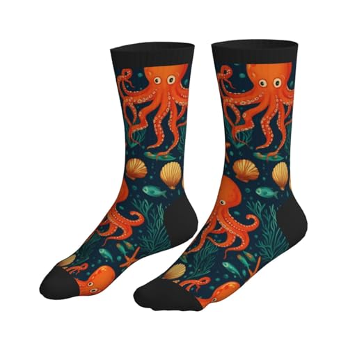 Crew Athletic Socks Funny Crazy Casual Sports Novelty Dress Socks for Women Men Running Hiking - color: Ocean Octopus