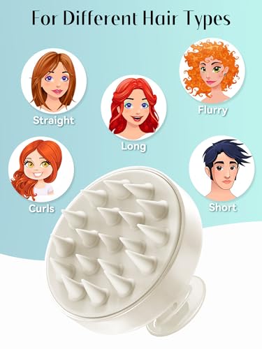 HEETA Scalp Massager Hair Growth Scrubber for Dandruff Removal Hair Care - color: Beige