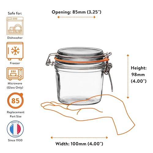 Le Parfait Super Terrine 350ml (12oz) Glass Canning Jar, Wire Bail Lid, 4PK - color: 350ml (Set/4)