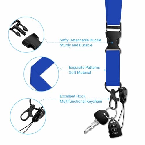 Dark Blue Badge Holder with Retractable Badge Reel Carabiner Clip ID Badge Holder for Workers Events Schools - color: Dark Blue