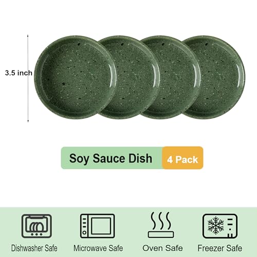 Dipping Bowls Set of 4, 2462°F High-Fired Ceramic Small Bowls for Dips, Olive Oil & Sauce, Elevates Table Setting, Idea for BBQ,Afternoon Tea,Entertaining,Housewarming & Holiday Gifts - color: Green
