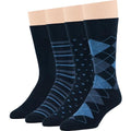 7BIGSTARS Men Cotton Patterned Crew Dress Socks 4-6 Pack, L 9-12 - color: 08b - Dark Navy Assortment (A17)