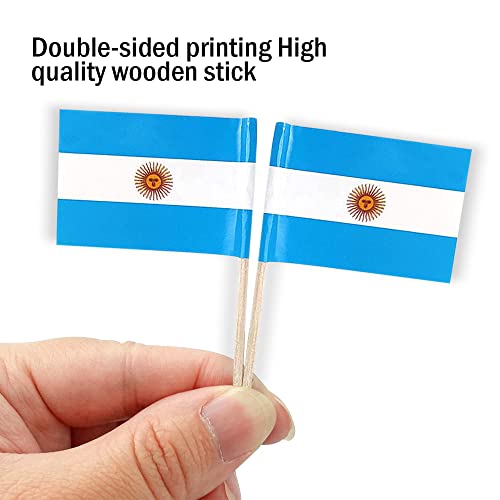 mflagperft Argentina Toothpick Flags 100 Pack, Mini Argentine Flag Picks - color: Argentina