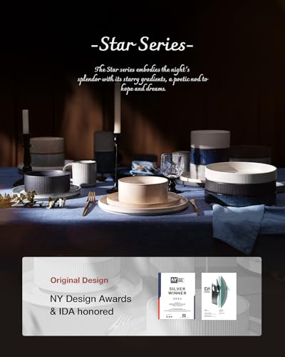 famiware Coffee Mug Set of 4, Star 12 oz Ceramic Mugs Cups Set with Handle - color: Star-Matte Dark Charcoal, size: 4 Count (Pack of 1)