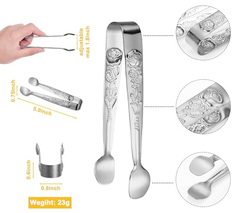 HINMAY 6PCS Mini Serving Tongs 5-Inch Small Sugar Tongs (Silver) - size: 5-Inch