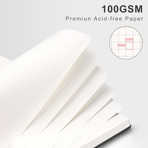 AHGXG Graph Paper Notebook, 140 Pages, B5 (7.6" x 10") - color: Black, style: B5-Graph