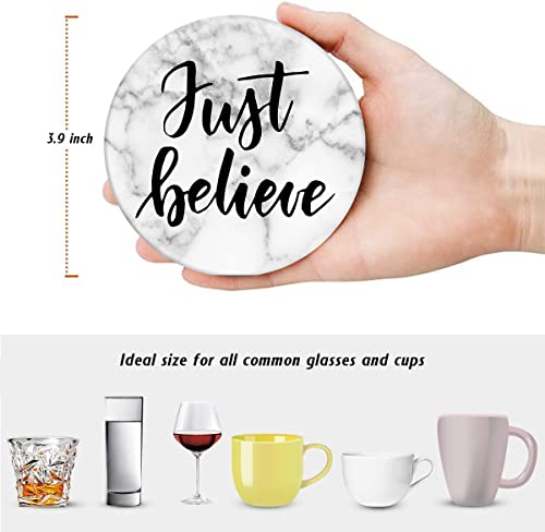 Britimes Coasters for Drinks, Set of 6, Ceramic Stone, Marble White - color: Retro 6