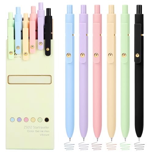 Ddaowanx Colored Gel Pens Set,0.5mm Retractable Quick Dry Colorful Ink Pens - color: 6Pcs-Aesthetic Colors, size: 1 Count (Pack of 6)
