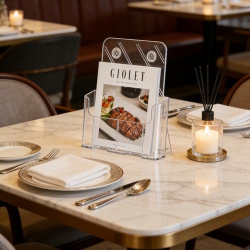 Gawerk 2 Pack Acrylic Brochure Holder 8.5 x 11 inches for Desk or Wall Mount, Clear Flyer Display Stand Plastic Table Stand Sign Literature Holder for Magazines, Menus, Pamphlets, Booklets, Documents - color: Clear 2 Pack