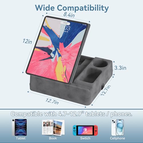 Tablet Pillow Stand with Storage for Bed, Lap, iPad and Kindle