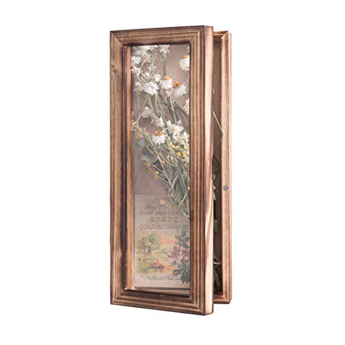 Freezing point Shadow Box Frame 5x12.5 Flower Shadow Box Pin Display Case Cabinet Picture Frame with Linen Back Memorabilia Awards Medals Badge Bouquet Wedding Memory Box for Keepsakes Long - color: Carbonized, size: 5×12.5
