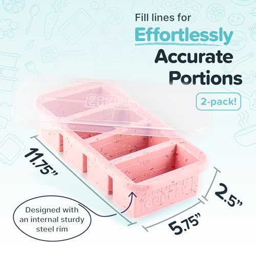 Souper Cubes 1 Cup Silicone Freezer Trays with Lids, Cotton Candy, 2-Pack - color: Cotton Candy, size: 2-Pack