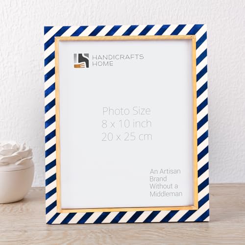 Handicrafts Home Decorative Resin Inlay & Brass Blue Picture Frame, 8x10 - color: HALO-GONDOLA, size: 8X10