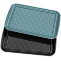Grilling Prep & Serve Trays for Party Set of 2, Large BBQ Serving Platters - color: Black & Green