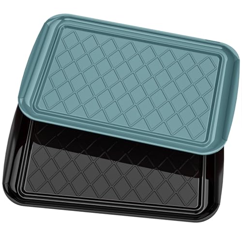 Grilling Prep & Serve Trays for Party Set of 2, Large BBQ Serving Platters - color: Black & Green