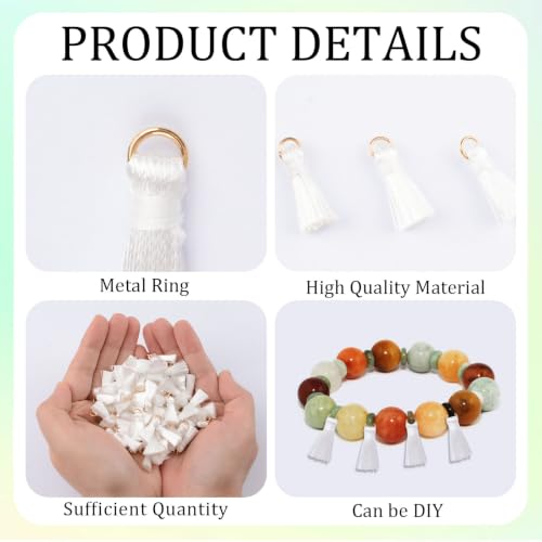 Mini Tassels Charm, 90pcs White Mini Tiny Tassels Handmade Craft Charms Pendant for DIY Jewelry Necklace Making Accessories - color: White-2cm