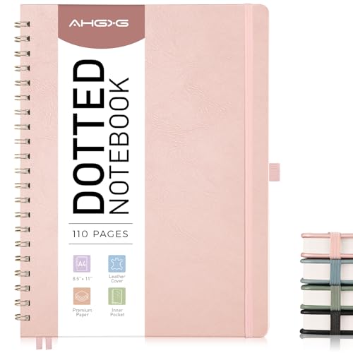 AHGXG Dotted Journal, 110 Pages, A4 (8.5" x 11") - color: Rose Gold, style: A4-Dotted
