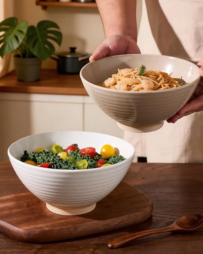 famiware Milkyway 54 oz Large Ramen Bowls Set of 2, White & Cinnamon Brown - color: White & Cinnamon Brown