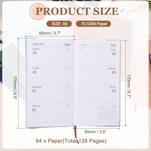 PATIKIL 2026 Daily Planner Notebook, A6 64 Sheets Undated to Do List Daily Weekly Monthly Goals Tracker Pocket Notebook for Office Home Study Work Time Management Fitness Habit, Red - color: Red