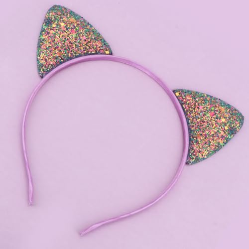 Cat Ears Headband Mermaid Glitter Non Shed Kitty Ears - color: Mermaid Color