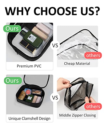 Moyad TSA Approved Toiletry Bag Clear Quart Size Travel Bags Makeup Bag - color: Black, size: 2 Pack, Handle