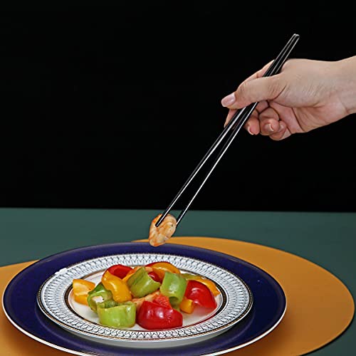 10 Pairs Reusable Chopsticks, Titanium Black Plating Stainless Steel Metal Chop Sticks, Japanese Chinese Korean Chopstick Dishwasher Safe, 8.9 Inch (Black / Chop sticks) - color: 4. Black