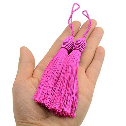 20pcs 6 Inch Silky Tassels with Chinese Knot for DIY Crafts(Dark Pink) - color: Dark Pink