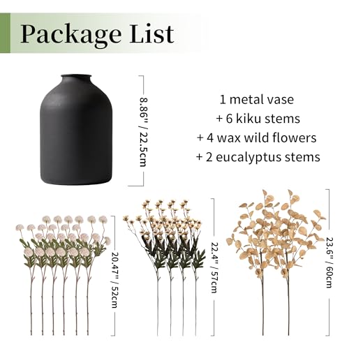 BLOSMON Beige Faux Flowers in Vase for Dining Table Centerpiece Decor - color: Beige Wax + Kiku