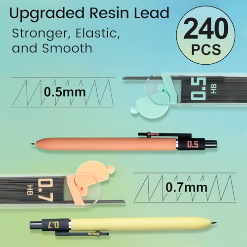 Solati Pastel Mechanical Pencil Set, 6 Pack with Case, 0.5mm & 0.7mm