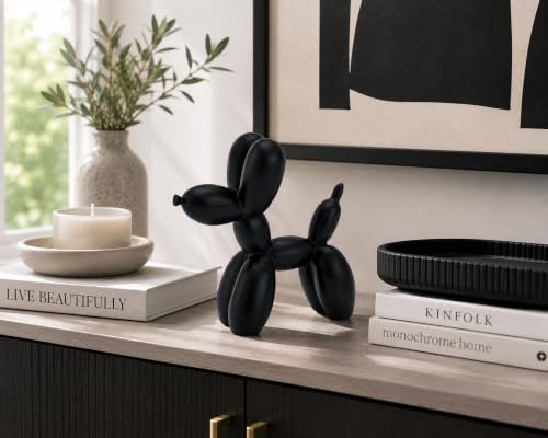 4 Inch Matte Black Balloon Dog Sculpture - color: Black