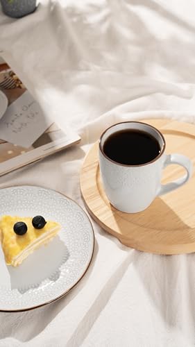 famiware Eden Coffee Mugs Sets of 4, 12 oz Ceramic Stoneware Mug Cup Set - color: White Floral, size: 4pcs
