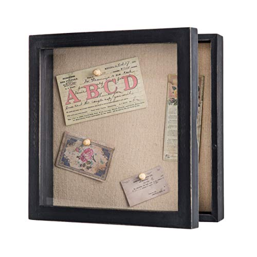 Freezing point Shadow Box Frame 10x10 Shadow Box Display Case Picture Frame with Linen Back Memorabilia Awards Medals Storage Wedding Flower Memory Box for Keepsake Black Large Deep Pin Board - color: Black, size: 10×10