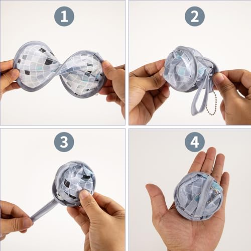 4pcs Disco Round Foldable Hand Fan Japanese Foldable Fan Style Handheld Compact Cooling Fans,Round Folding Fan for Outdoor Games,Xmas Decoration,Festival,Party Favors,Travel,Events - color: Disco