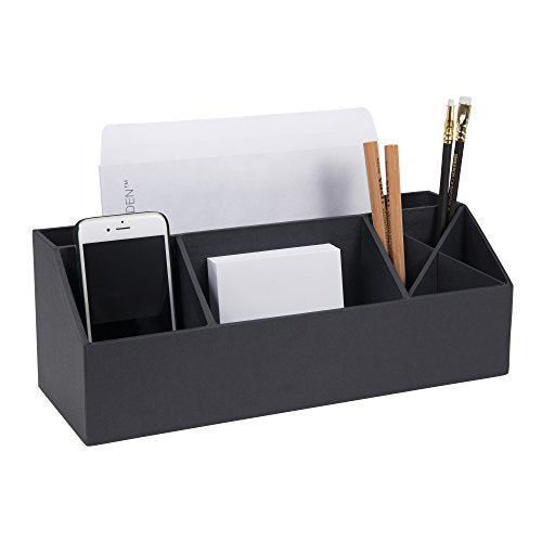 Bigso Elisa Desktop Organizer - Durable Office Desk Organizer with 7 Compartments for Office Supplies and Accessories - 13.1 in x 4.9 in x 4.9 in - Dark Gray - color: Dark Gray