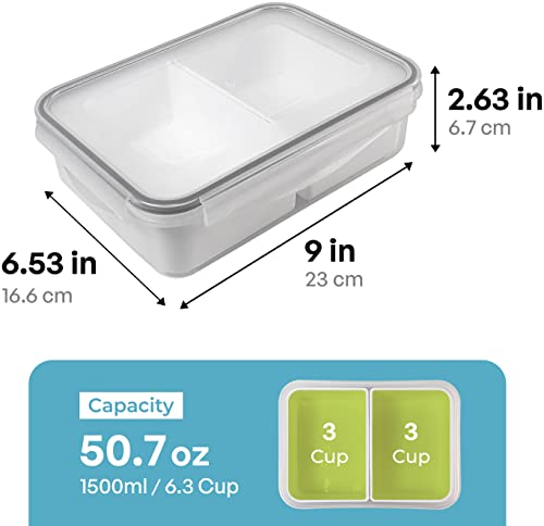 carrotez 2 Compartment Food Container - 6.3 Cup (1500ml) - color: White, size: 2 Compartment (6.3 Cup)
