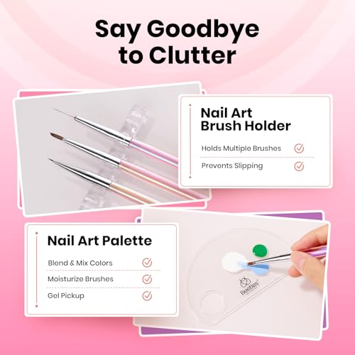 Beetles Nail Art Brushes Set for Gel Polish 3 Pcs Nail Art Design Pen - color: C-Pink-3
