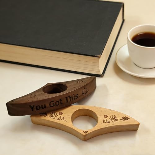 2PCS Wooden Book Page Holder,Handmade Walnut Thumb Bookmark for Reading,Gifts for Book Lovers