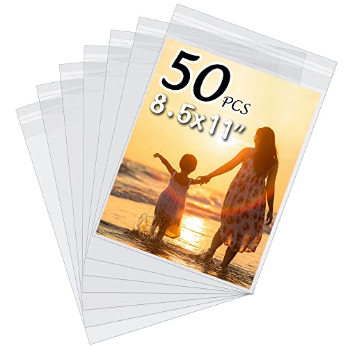 50 Pack Acid-Free Crystal Clear Sleeves Storage Bags for 8.5x11 Art Prints - size: 8.5x11 50 Pack