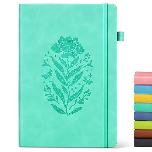 Lined Journal Notebook for Women, A5 Green Hardcover Leather Journals for Writing, 200 Pages Travel Daily Journal,Thick College Ruled Notebook for Work School, Note Taking, Business 5.75'' X 8.38'' - color: Green