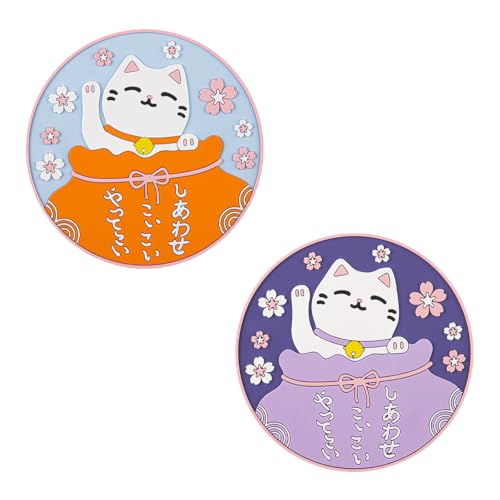 Cat Coasters Set of 2 Cute Room Desk Decor Accessories for Women Cat Gifts - size: Small Cat 2pcs